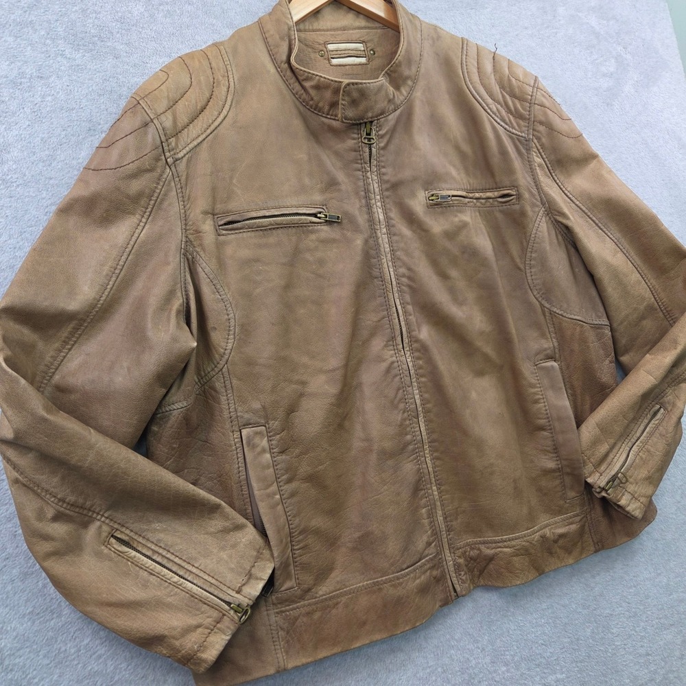 VTG Dead Tech Cafe Racer Moto WILSONS LEATHER Jacket Mens 2XL Y2K Nokia Pocket